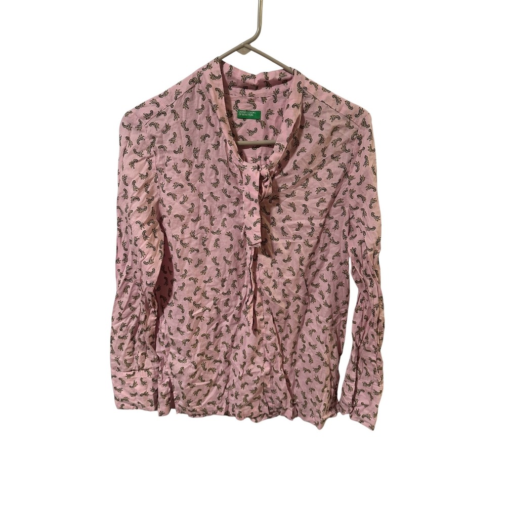 United Colors of Benetton Size Small Pink Long Sleeve Top Blouse